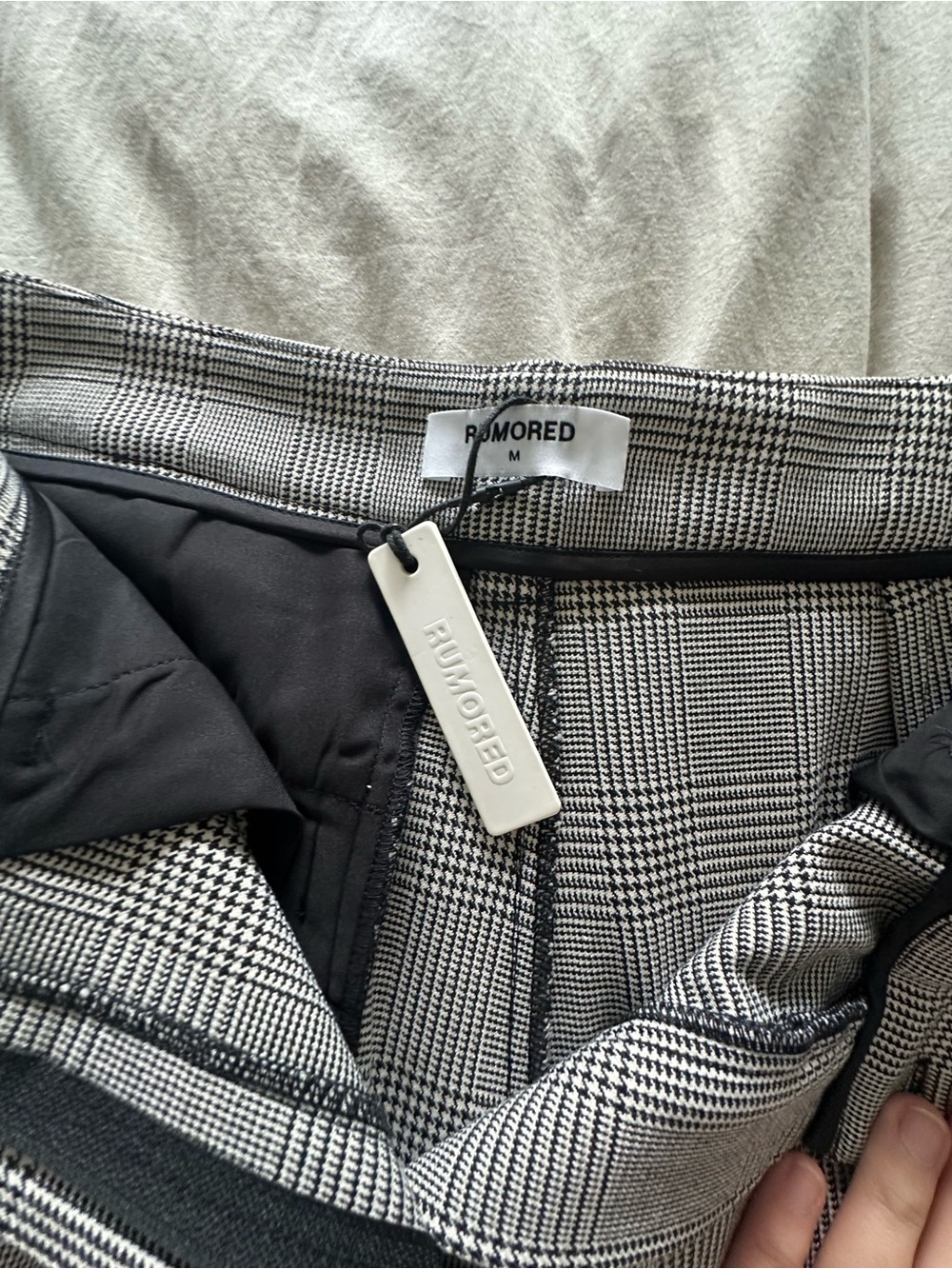 Rumored Black and White Glen Plaid Pants
